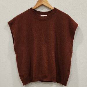 Crush Cashmere Lucca Crew Neck Tank In Warm Brown, Size Large